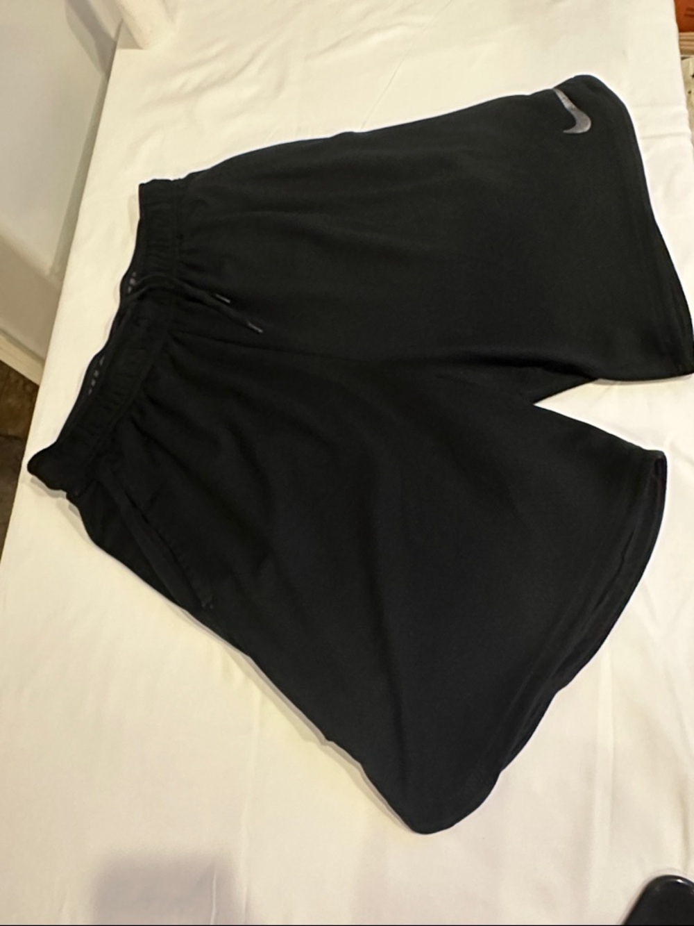 Nike Black Men's Performance Drawstring Shorts with Silver Swoosh